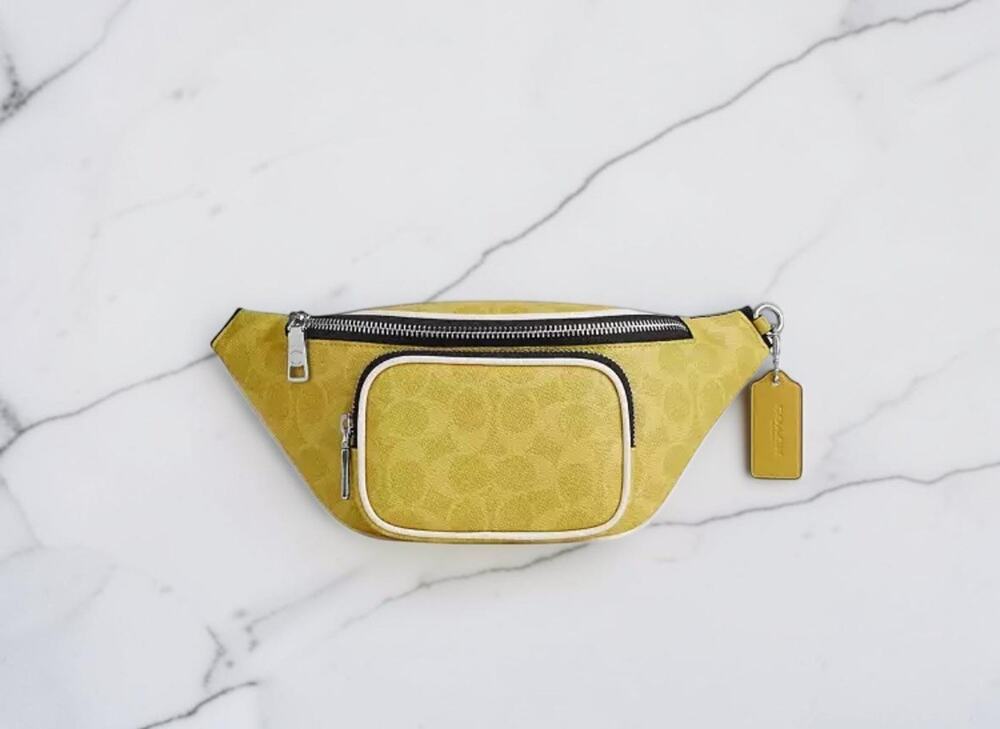 Coach Unisex Signature Belt Bag Yellow Waist Fanny Pack Crossbody Logo Zip